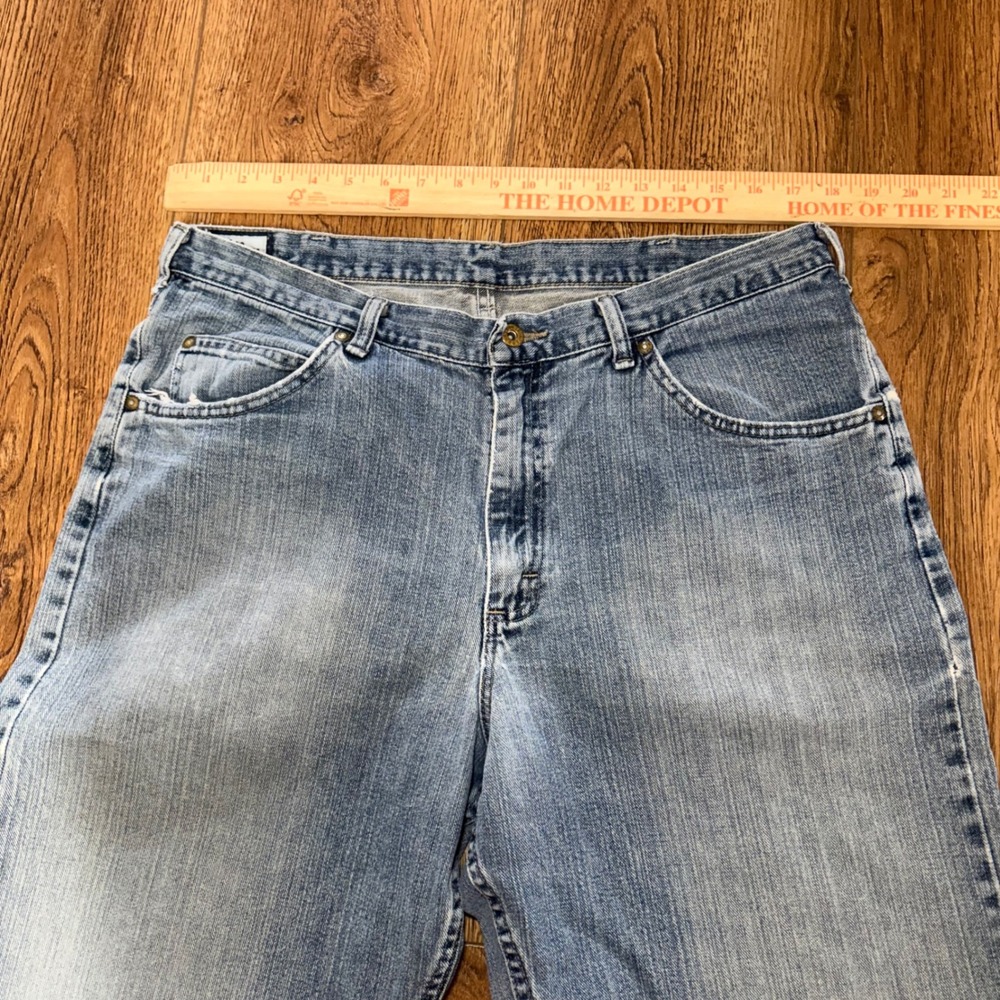 VTG Lee Dungarees Loose Straight Leg Fit Blue Jeans 90s Mens 36x33 Baggy Denim - Picture 3 of 10